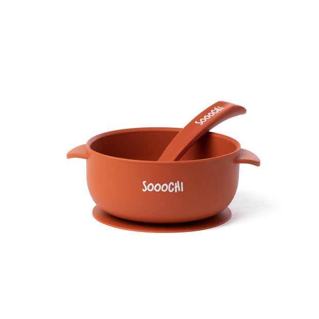 Rust Silicone Suction Bowl & Spoon Set | Sooochi